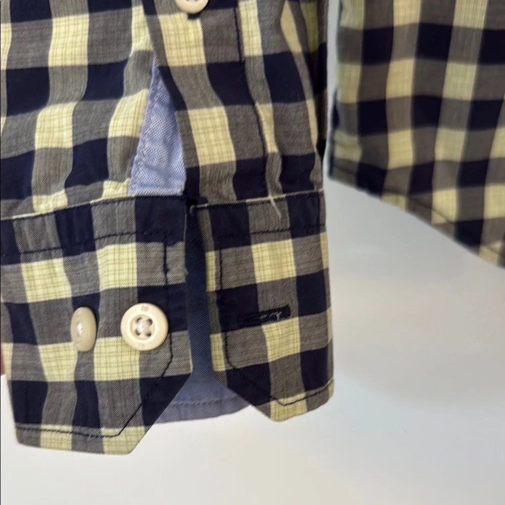 Men’s Banana Republic Grant Custom 078 Wash Checkered Shirt Blue Green Size M